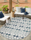 Seaside Lattice Collection Area Rug -  Margate Oval Ivory and Blue  lifestyle 184