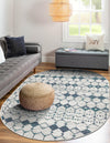 Seaside Lattice Collection Area Rug -  Margate Oval Ivory and Blue  lifestyle 202