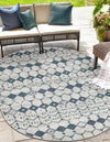 Seaside Lattice Collection Area Rug -  Margate Oval Ivory and Blue  lifestyle 220