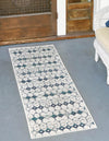 Seaside Lattice Collection Area Rug -  Margate Runner Ivory and Blue  lifestyle 104