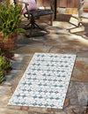 Seaside Lattice Collection Area Rug -  Margate Runner Ivory and Blue  lifestyle 149