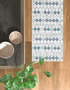 Seaside Lattice Collection Area Rug -  Margate Runner Ivory and Blue  lifestyle 167