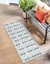 Seaside Lattice Collection Area Rug -  Margate Runner Ivory and Blue  lifestyle 221