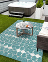 Seaside Lattice Collection Area Rug -  Margate Rectangle Teal  lifestyle 17