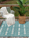 Seaside Lattice Collection Area Rug -  Margate Rectangle Teal  lifestyle 29