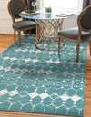 Seaside Lattice Collection Area Rug -  Margate Rectangle Teal  lifestyle 35