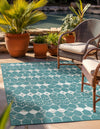 Seaside Lattice Collection Area Rug -  Margate Rectangle Teal  lifestyle 41