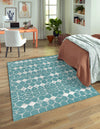 Seaside Lattice Collection Area Rug -  Margate Rectangle Teal  lifestyle 47