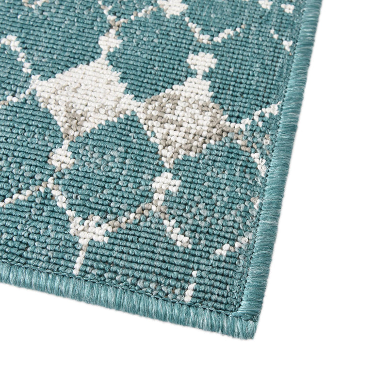 Seaside Lattice Collection Area Rug -  Margate Rectangle Teal  lifestyle 75