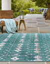 Seaside Lattice Collection Area Rug -  Margate Square Teal  lifestyle 129