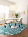 Seaside Lattice Collection Area Rug -  Margate Oval Teal  lifestyle 131