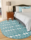 Seaside Lattice Collection Area Rug -  Margate Oval Teal  lifestyle 205