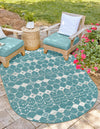 Seaside Lattice Collection Area Rug -  Margate Oval Teal  lifestyle 223