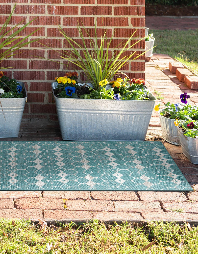 Seaside Lattice Collection Area Rug -  Margate Runner Teal  lifestyle 224