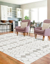 Seaside Lattice Collection Area Rug -  Margate Rectangle Ivory and Gray  lifestyle 12