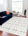 Seaside Lattice Collection Area Rug -  Margate Rectangle Ivory and Gray  lifestyle 36