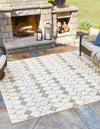 Seaside Lattice Collection Area Rug -  Margate Square Ivory and Gray  lifestyle 109