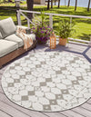 Seaside Lattice Collection Area Rug -  Margate Round Ivory and Gray  lifestyle 110