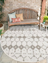 Seaside Lattice Collection Area Rug -  Margate Round Ivory and Gray  lifestyle 153