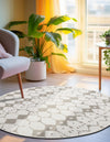 Seaside Lattice Collection Area Rug -  Margate Round Ivory and Gray  lifestyle 171