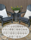 Seaside Lattice Collection Area Rug -  Margate Round Ivory and Gray  lifestyle 225