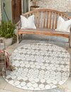 Seaside Lattice Collection Area Rug -  Margate Oval Ivory and Gray  lifestyle 111