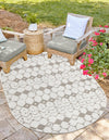 Seaside Lattice Collection Area Rug -  Margate Oval Ivory and Gray  lifestyle 226