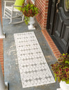 Seaside Lattice Collection Area Rug -  Margate Runner Ivory and Gray  lifestyle 112