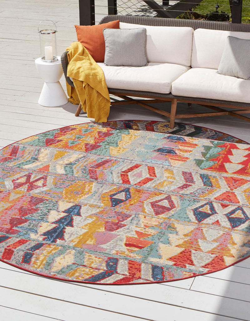 Urban Terrace Collection Area Rug -  Arcade Round Multi  lifestyle 23