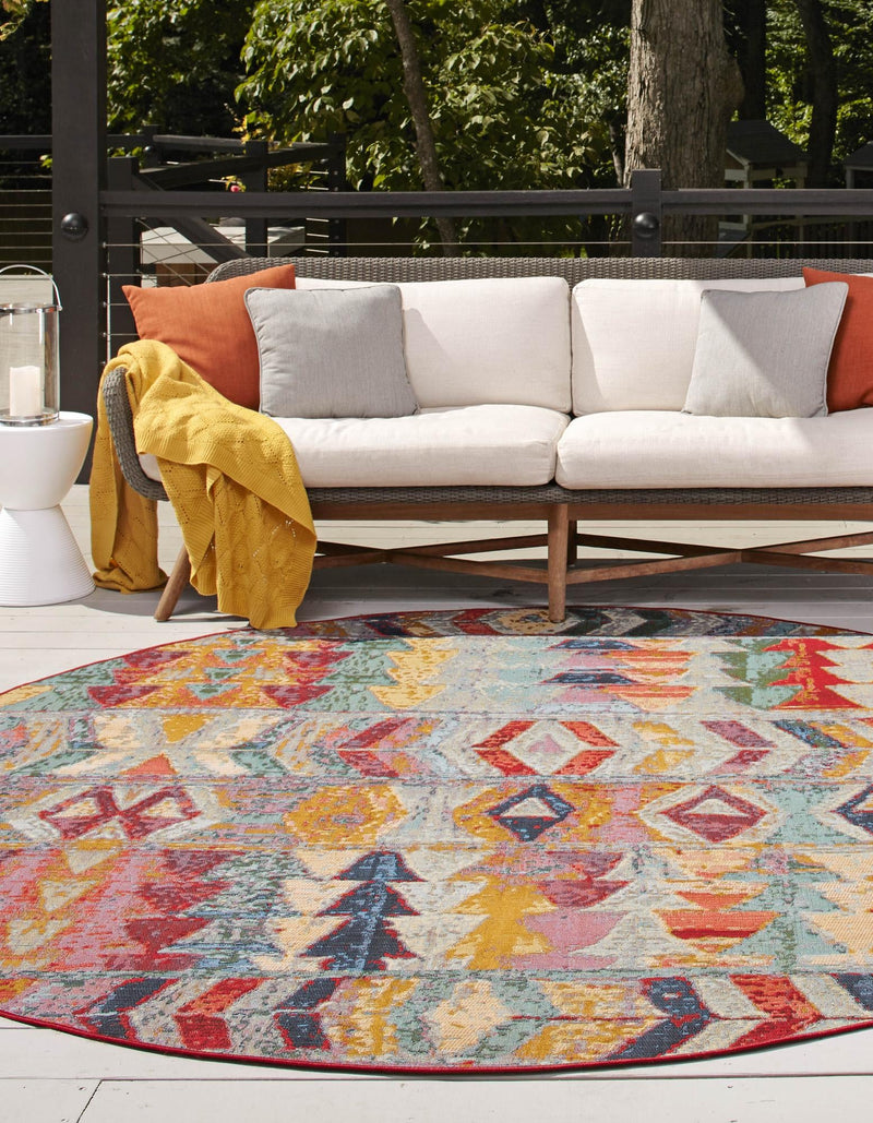 Urban Terrace Collection Area Rug -  Arcade Round Multi  lifestyle 28