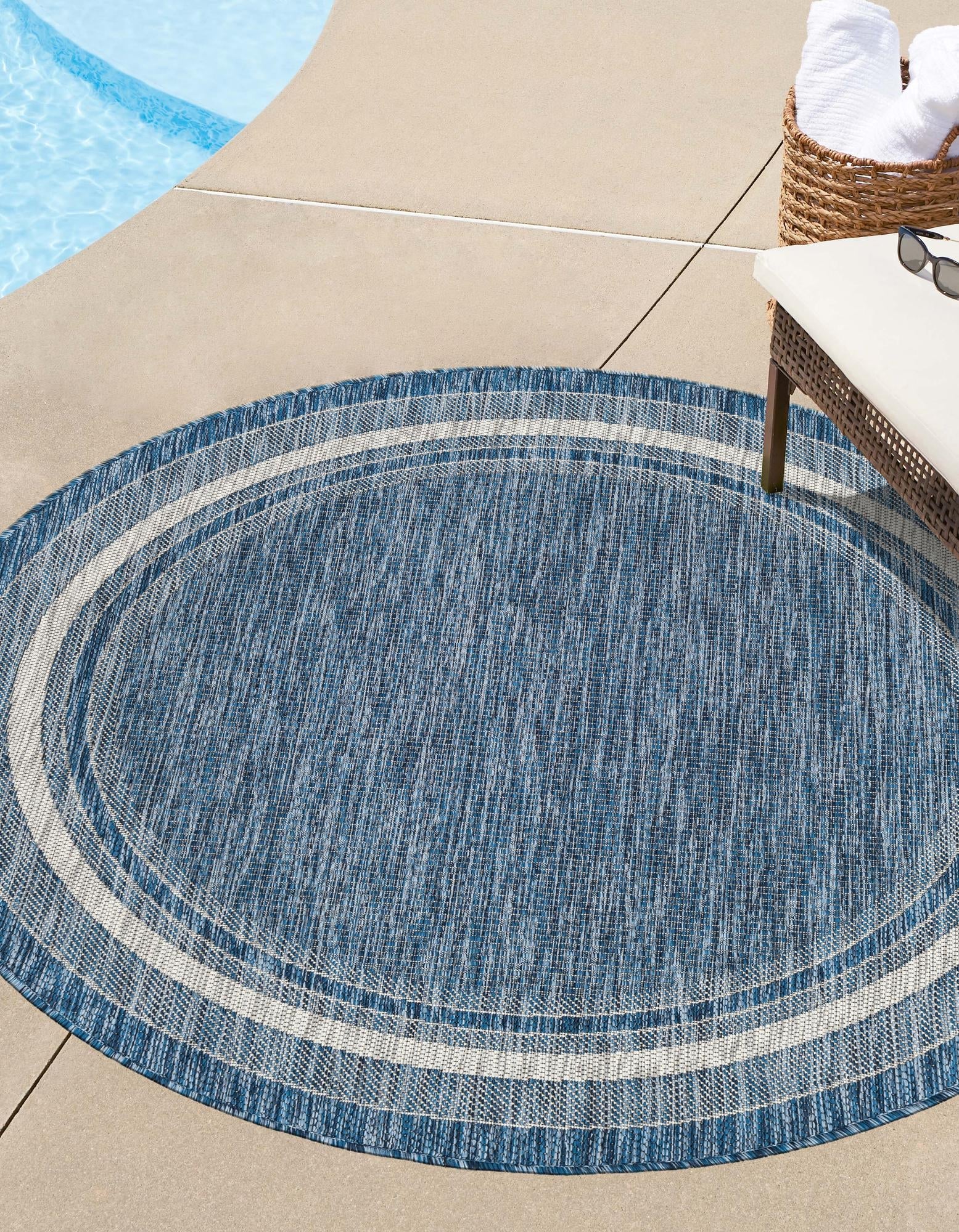 Terrace Fringe Collection Area Rug - Veranda (Blue)