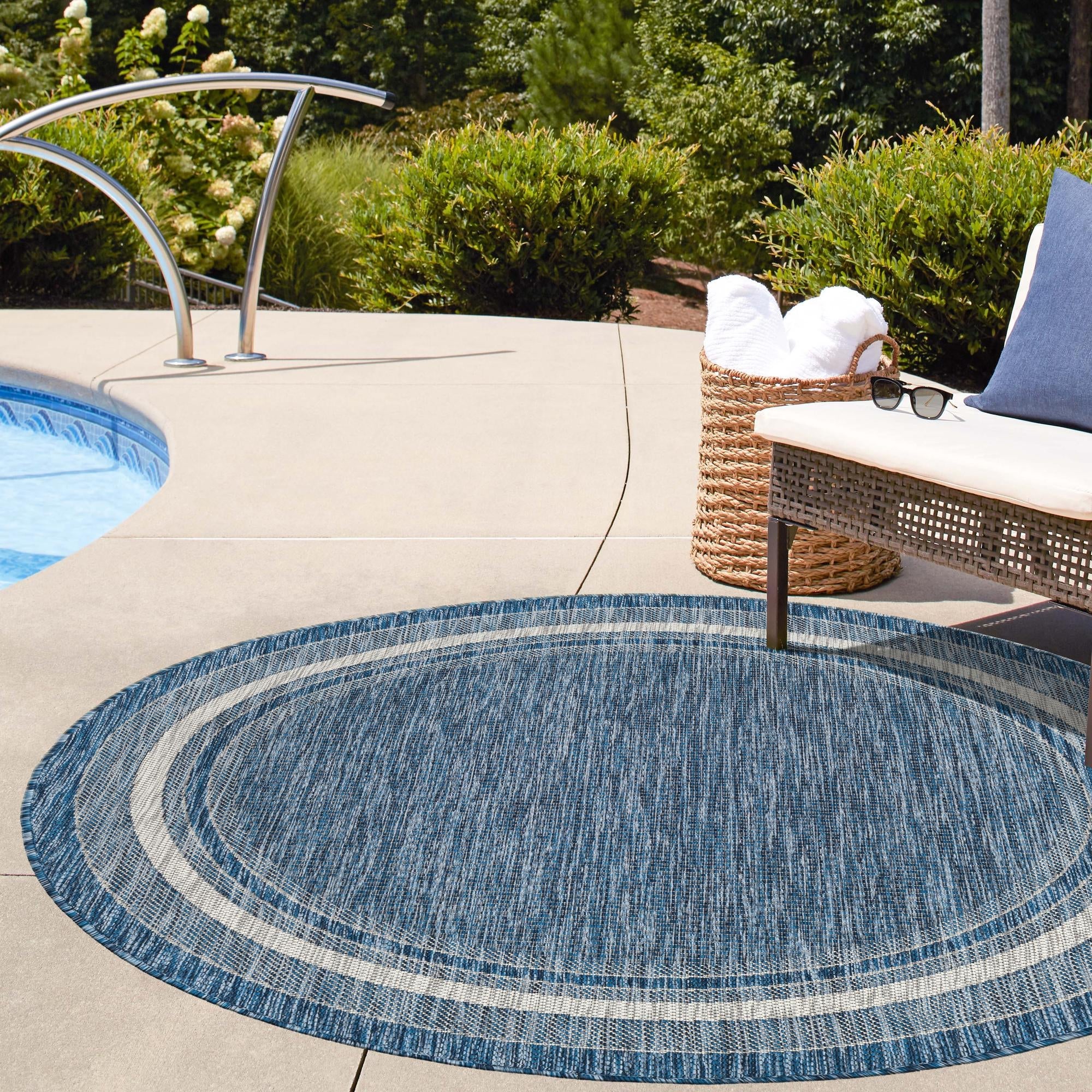 Terrace Fringe Collection Area Rug - Veranda (Blue)