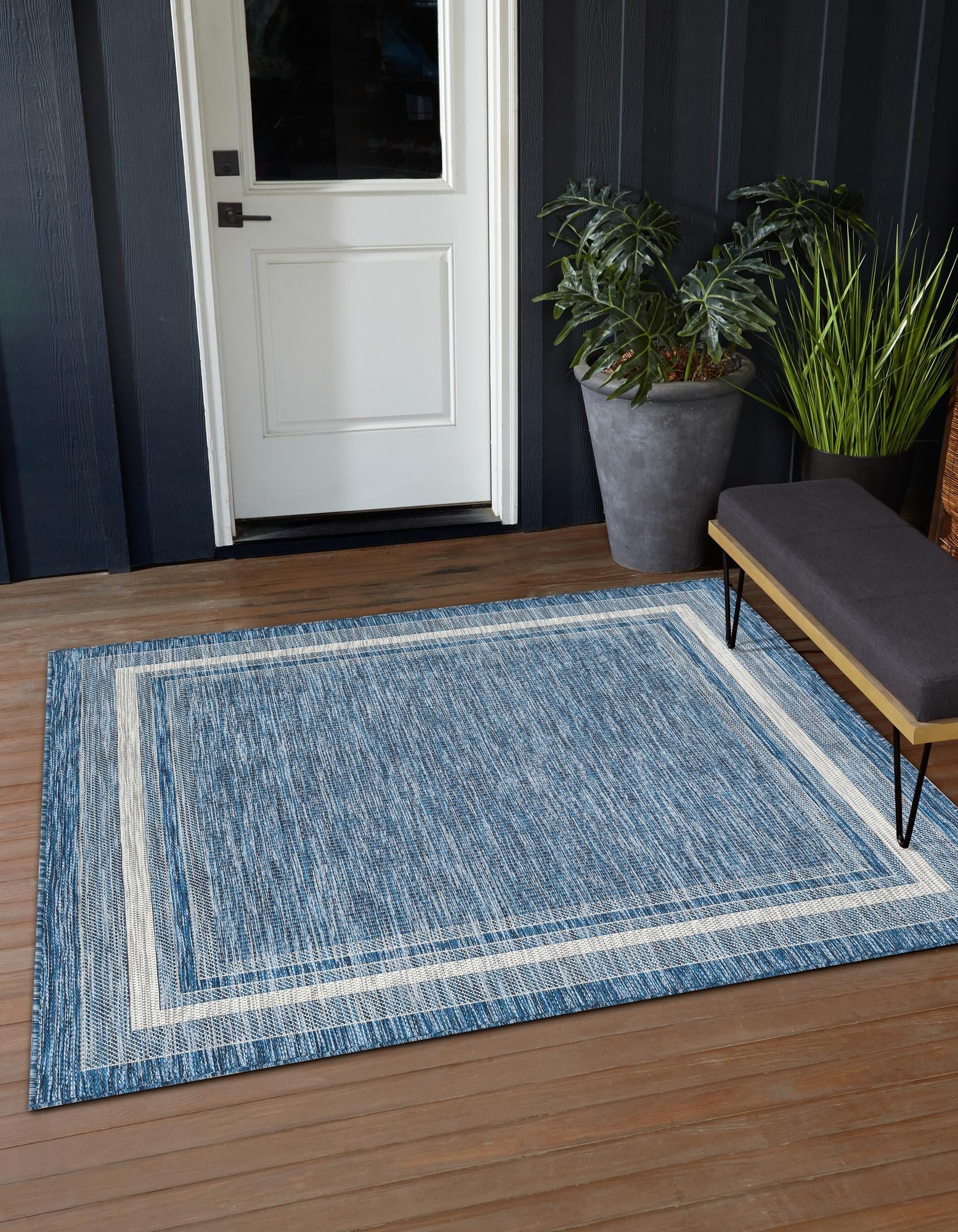 Terrace Fringe Collection Area Rug - Veranda (Blue)