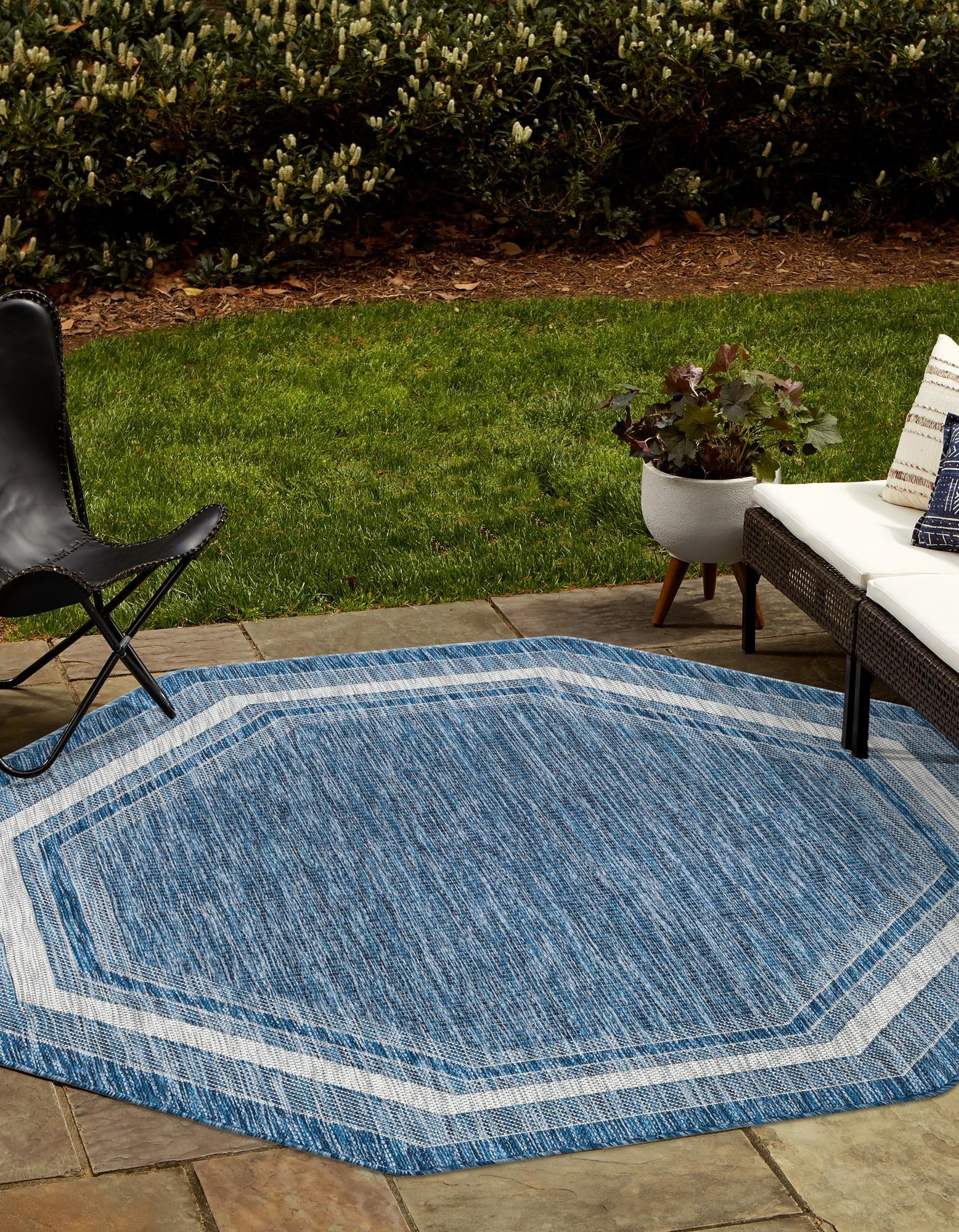 Terrace Fringe Collection Area Rug - Veranda (Blue)