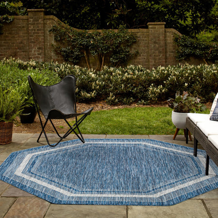 Terrace Fringe Collection Area Rug - Veranda (Blue)