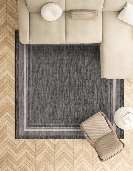 Terrace Fringe Collection Area Rug - Veranda (Black)