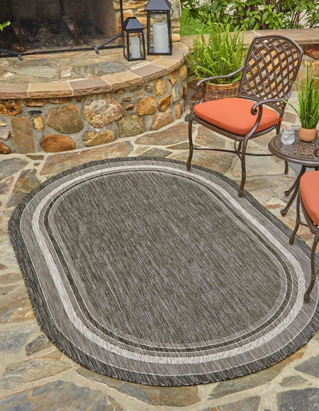 Terrace Fringe Collection Area Rug - Veranda (Black)