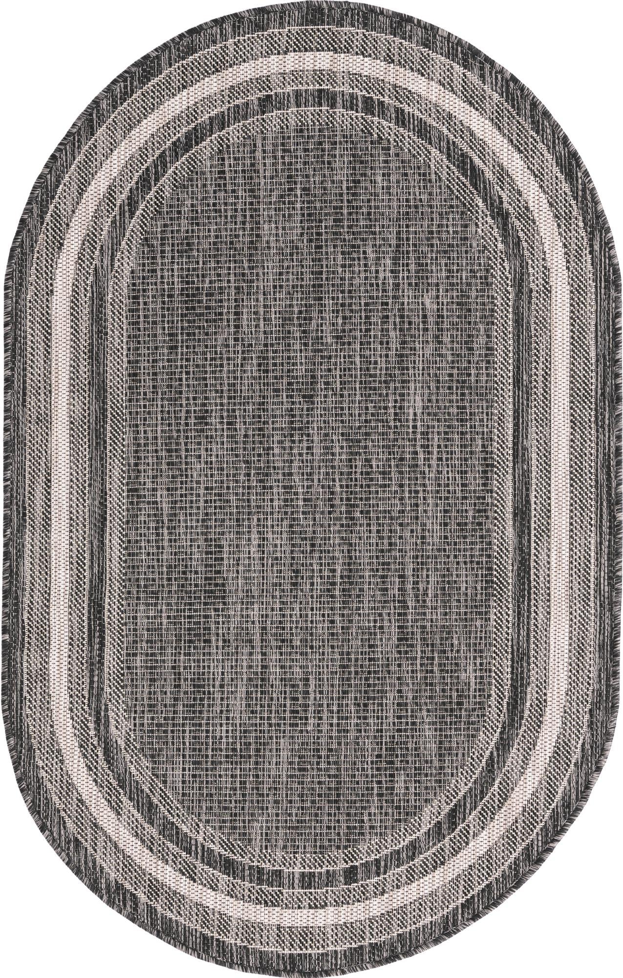 Terrace Fringe Collection Area Rug - Veranda (Black)