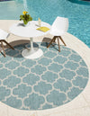 Garden Lattice Oasis Collection Area Rug - Arbor (Aquamarine) Round Aquamarine  lifestyle 0