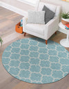 Garden Lattice Oasis Collection Area Rug - Arbor (Aquamarine) Round Aquamarine  lifestyle 48