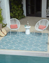 Garden Lattice Oasis Collection Area Rug - Arbor (Aquamarine) Square Aquamarine  lifestyle 0