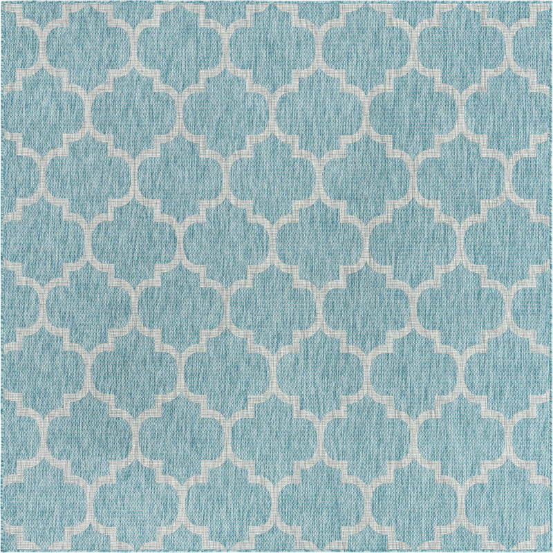 Garden Lattice Oasis Collection Area Rug - Arbor (Aquamarine) Square Aquamarine Main