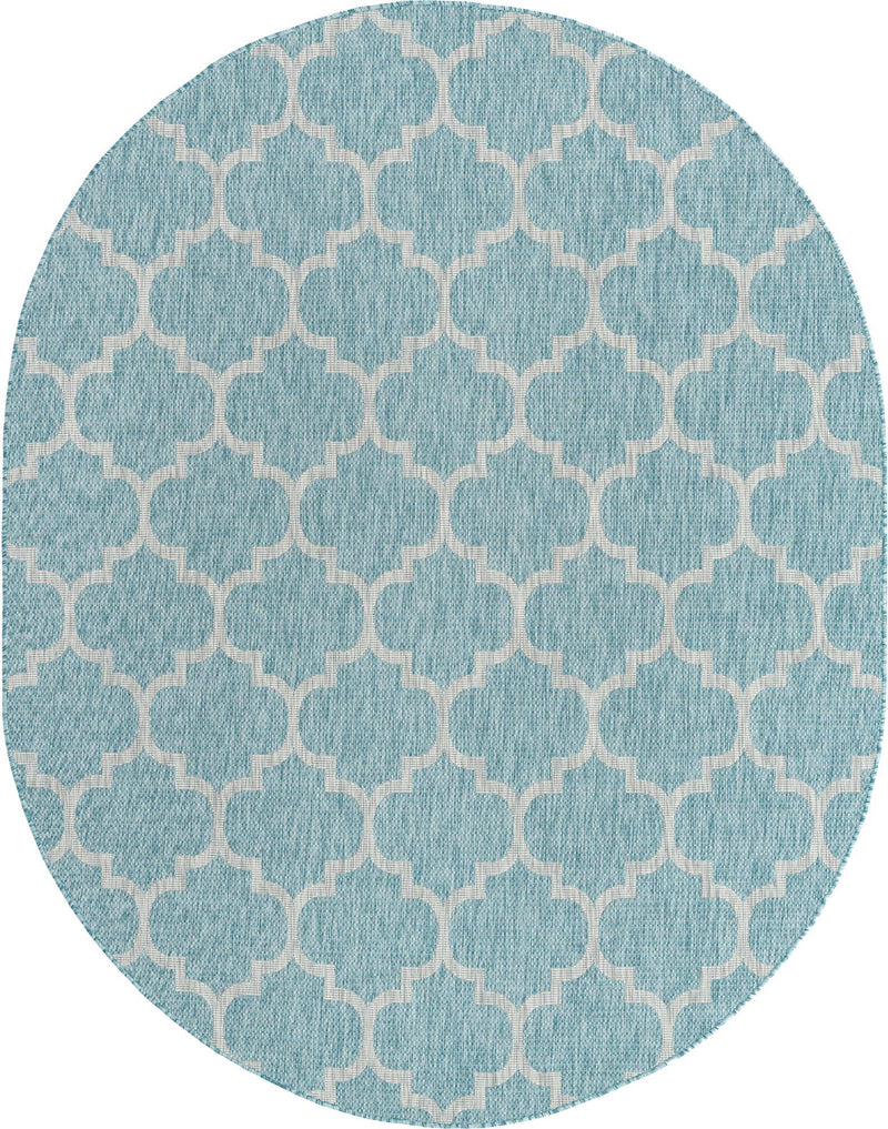 Garden Lattice Oasis Collection Area Rug - Arbor (Aquamarine) Oval Aquamarine Main