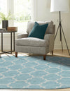 Garden Lattice Oasis Collection Area Rug - Arbor (Aquamarine) Oval Aquamarine  lifestyle 2