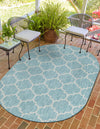 Garden Lattice Oasis Collection Area Rug - Arbor (Aquamarine) Oval Aquamarine  lifestyle 4