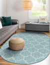 Garden Lattice Oasis Collection Area Rug - Arbor (Aquamarine) Oval Aquamarine  lifestyle 7