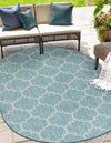 Garden Lattice Oasis Collection Area Rug - Arbor (Aquamarine) Oval Aquamarine  lifestyle 8