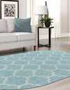 Garden Lattice Oasis Collection Area Rug - Arbor (Aquamarine) Oval Aquamarine  lifestyle 11