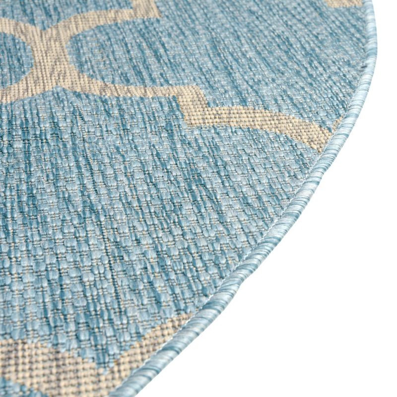 Garden Lattice Oasis Collection Area Rug - Arbor (Aquamarine) Oval Aquamarine  lifestyle 14