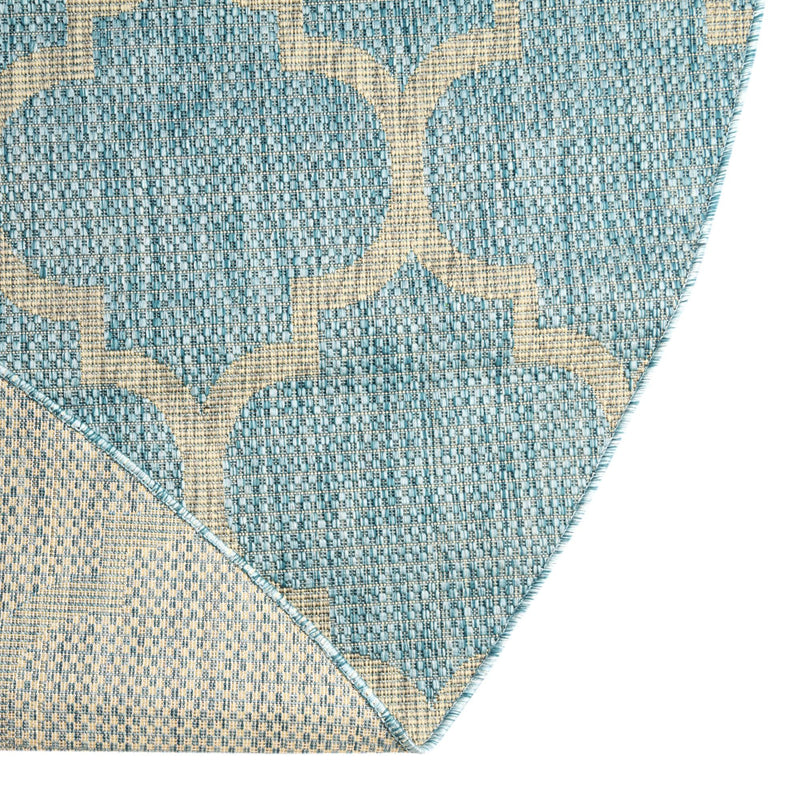 Garden Lattice Oasis Collection Area Rug - Arbor (Aquamarine) Oval Aquamarine  lifestyle 16